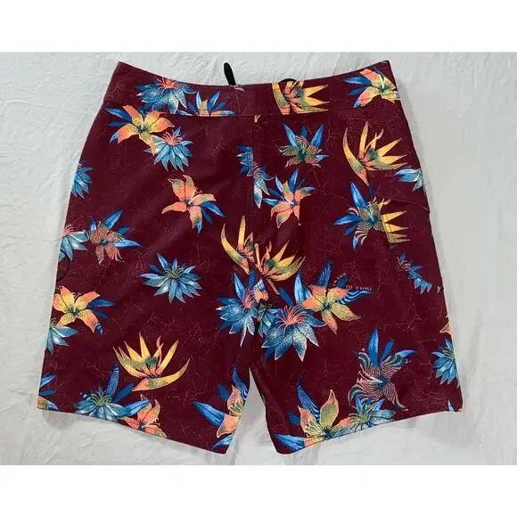 Volcom Lightweight Quick Dry Board Cargo Shorts. Burgundy Floral, Men's 30. EUC! - Picture 4 of 5